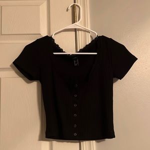 Forever 21 Cropped T-shirt, button down